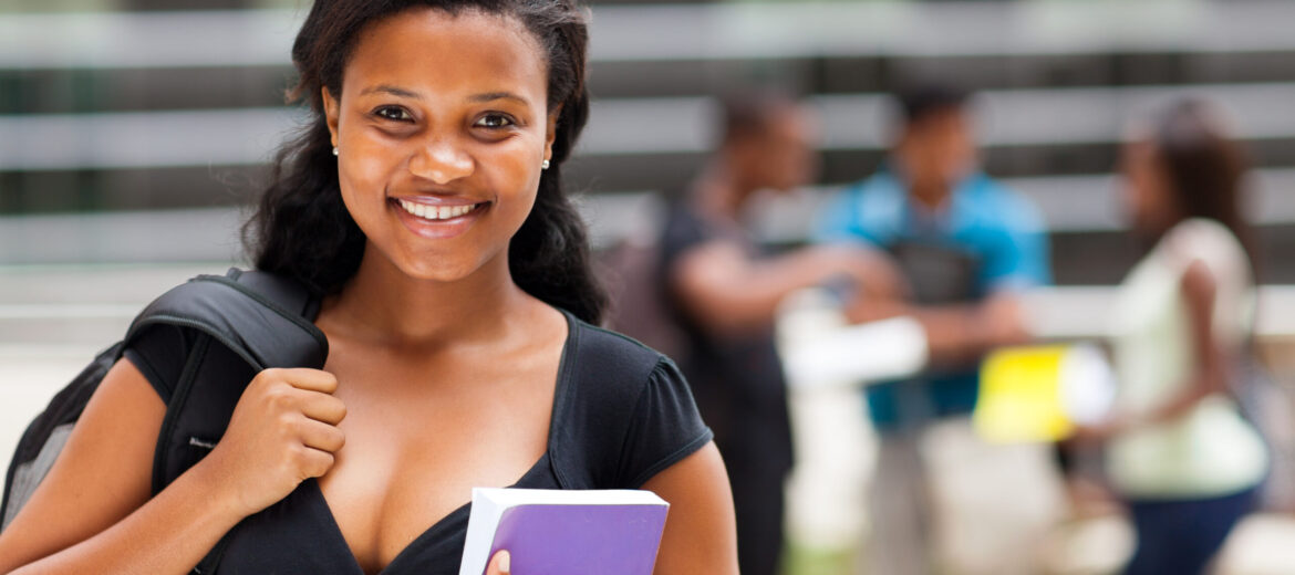 Female,African,American,College,Students,On,Modern,Campus